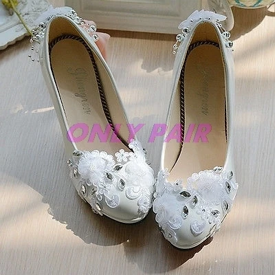 Cf Кружевной Белый/слоновой кости свадебные туфли с кристаллами Свадебная обувь