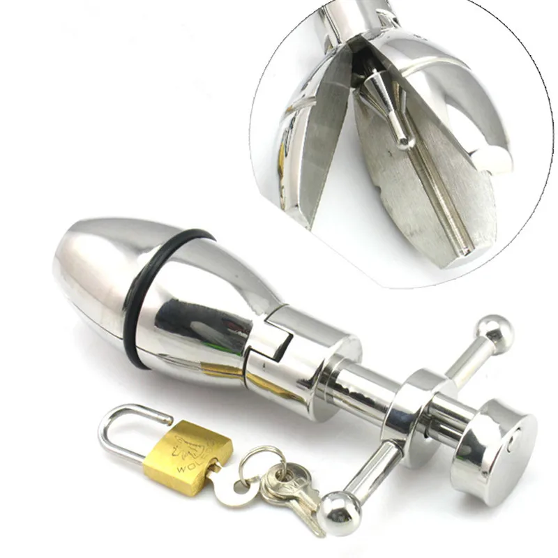 AUEXY Stainless Steel Metal Openable Anal Plugs Heavy Anus Beads Lock with Handles Sex Toys Adult Products