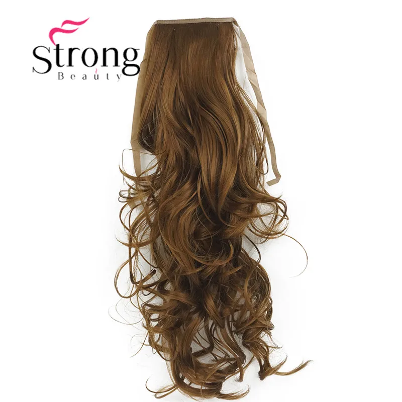 StrongBeauty 2" волнистая Накладка для волос для женщин премиум синтетического волокна 120 г-130 г завязывается заколка для хвоста в наращивание волос