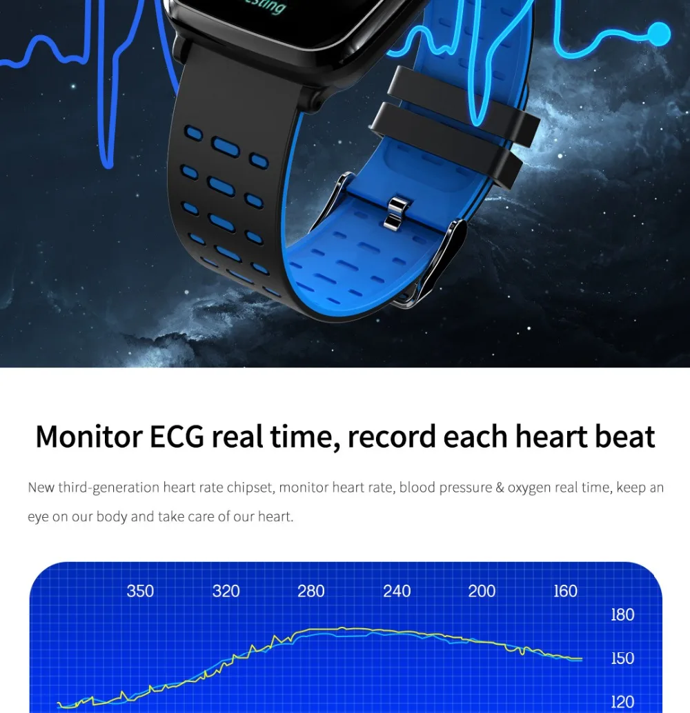 Смарт-браслет PPG ECG smartwatch измеритель пульса кровяное давление ip67 smartband водонепроницаемые Смарт-часы спортивные мужские смарт-браслет