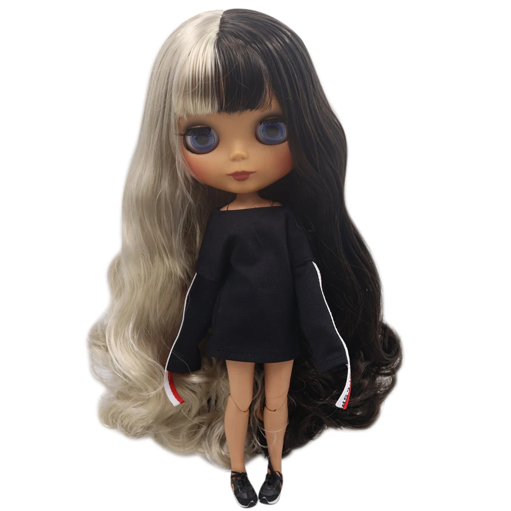 ICY Nude Blyth Кукла № BL950/8800 черный микс серебряные волосы суставы тела черная кожа матовое лицо 1/6 BJD
