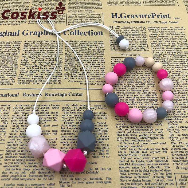 Collar de dentici&oacute;n para beb&eacute;, pulsera para mam&aacute;, cuentas de dentici&oacute;n de silicona, 100% libre de BPA-3