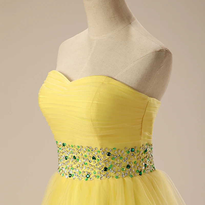 Forevergracedress 2017 линия желтый цвет Homecoming платье Милая бисером тюль Короткие плюс