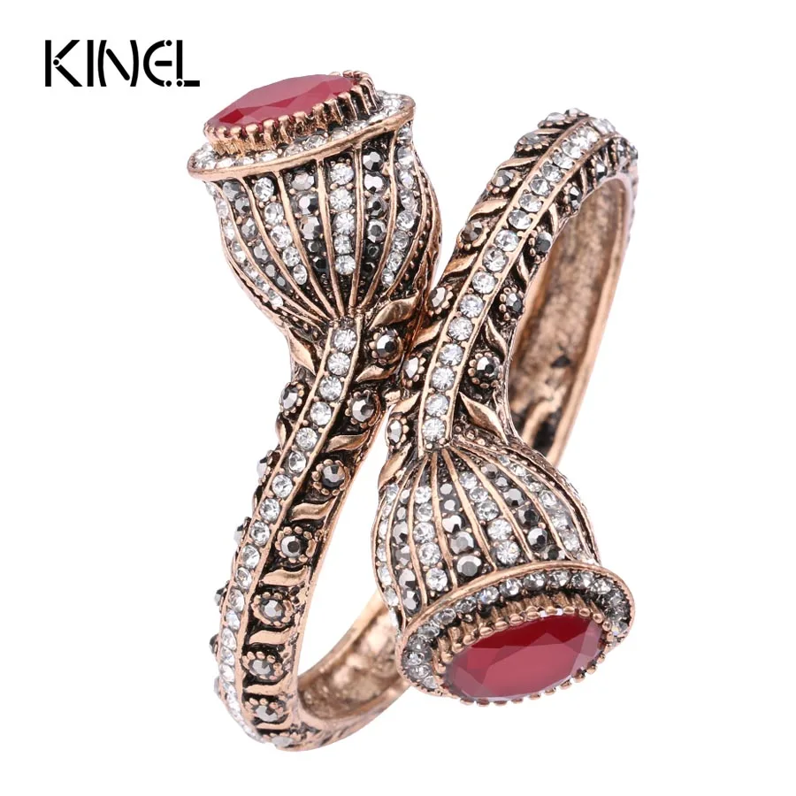 Женский винтажный браслет золотистого цвета античные красные полимерные