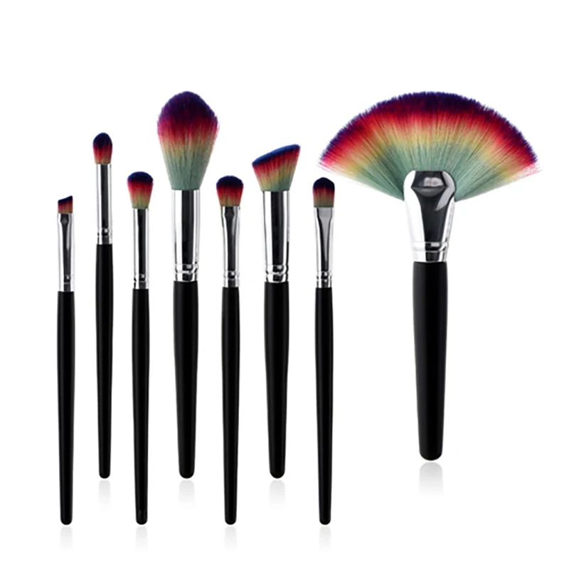 8 Branch Black Handle SilverTubewaist Makeup Brushes Beauty Tool Fan Flame Powder Foundation Brush Face&ampeye Cosmetic Brushpincel | Красота