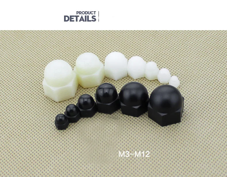 500 шт х M10 DIN1587 ROHS качество белый нейлон Гайка Пластик глухая гайка декоративные