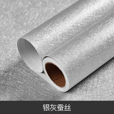 Silver grey-Silk Скандинавские простые самоклеящиеся обои с сеткой водонепроницаемые матовые и шелковые текстурированные обои для домашнего декора и парикмахерского декора стен - Цвет: Silver grey-Silk