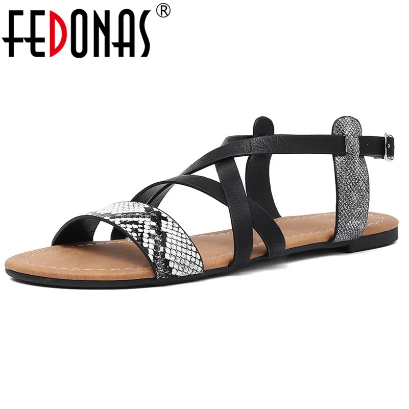 FEDONAS Женские туфли лодочки летние Винтаж змеиной кожи сандалии женские обувь