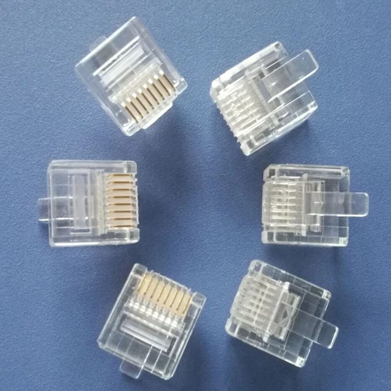 200X Короткий разъем RJ45 8P8C позолоченная модульная кристальная головка высокого