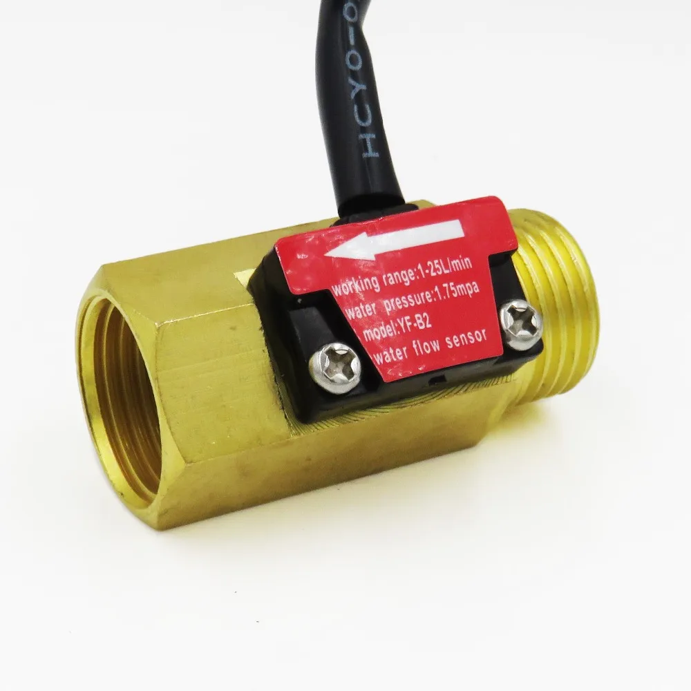 

YF-B2 G1/2" DN15 Pure Brass Water Flow Sensor Hall Flow Rate Counter Indicator 1-25L/min