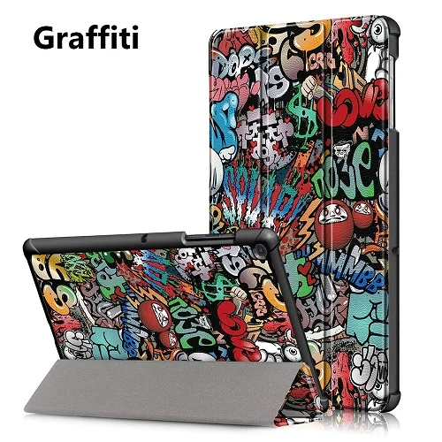 Graffiti Ультра тонкий трехкратный смарт-чехол PU Чехол подставка оболочка планшет Funda для samsung Galaxy Tab S5e 10," SM-T720/T725 выпуск - Цвет: Graffiti