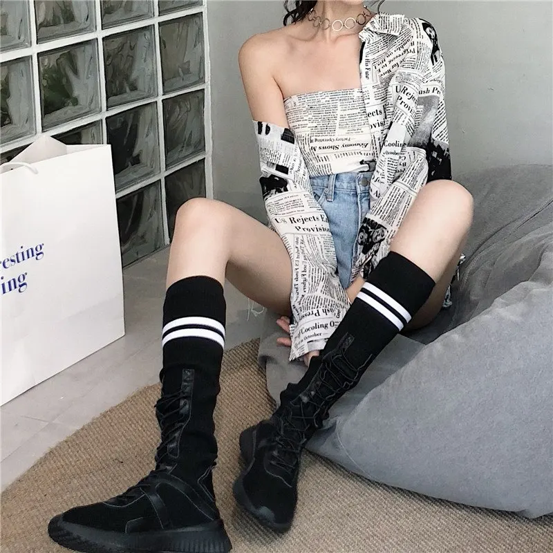 2Pcs blusas plus size Harajuku Punk Gothic Blouse Tops Women Korean Long Sleeve printed Kpop Shirts Summer Top For Women