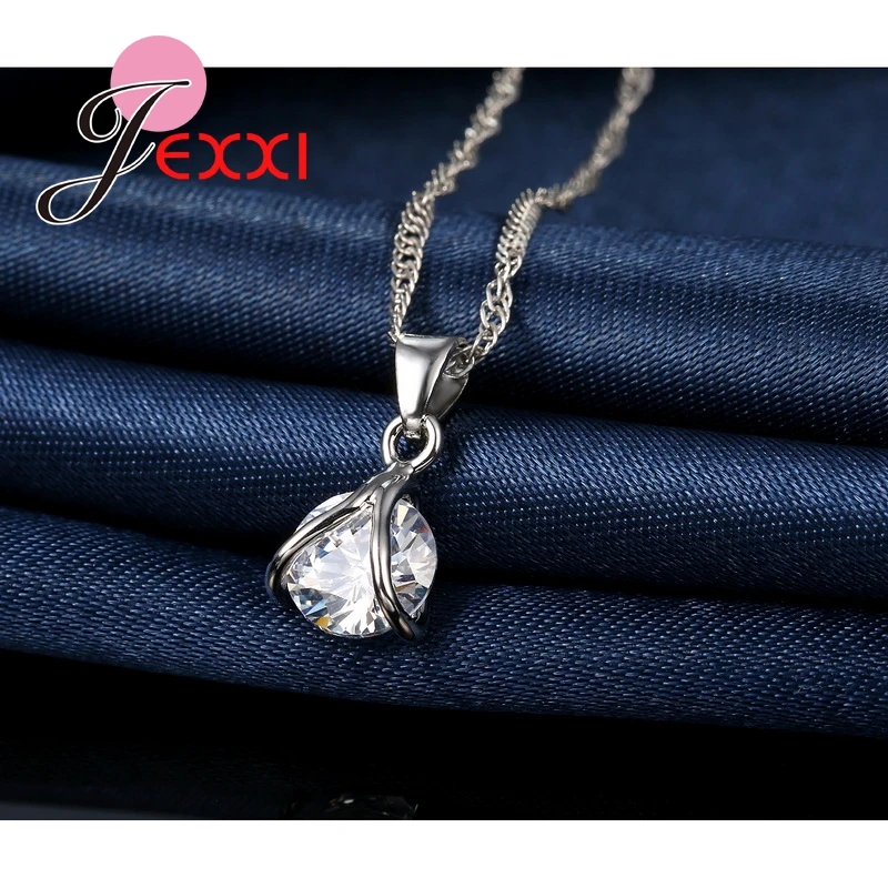 Комплект из колье и серёг серебра 925 пробы с фианитом|jewelry sets|zirconia jewelry setspendant and