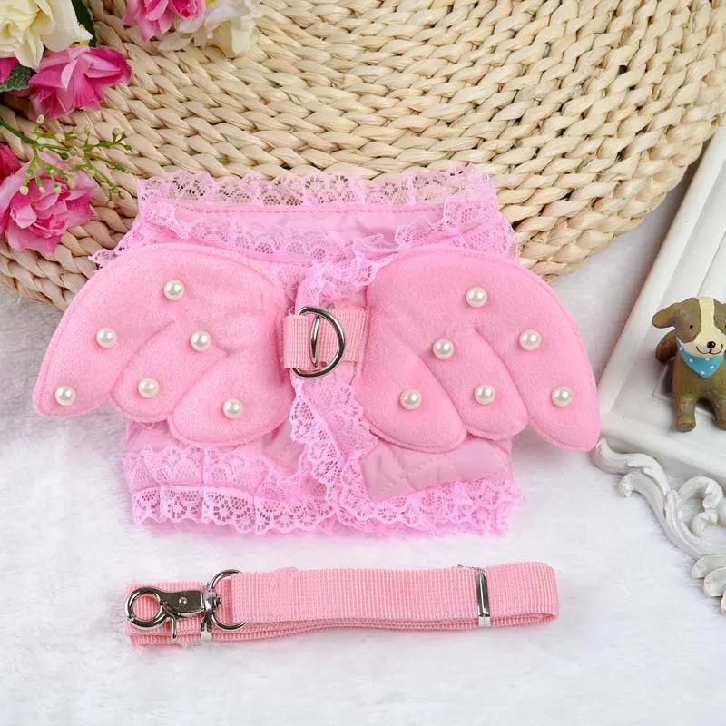 Princess Lace Edge Dog Vest Harness Padded Cotton Soft Collar for Dogs Puppy Cute Wings Pet Outdoor Training Leads 10E | Дом и сад