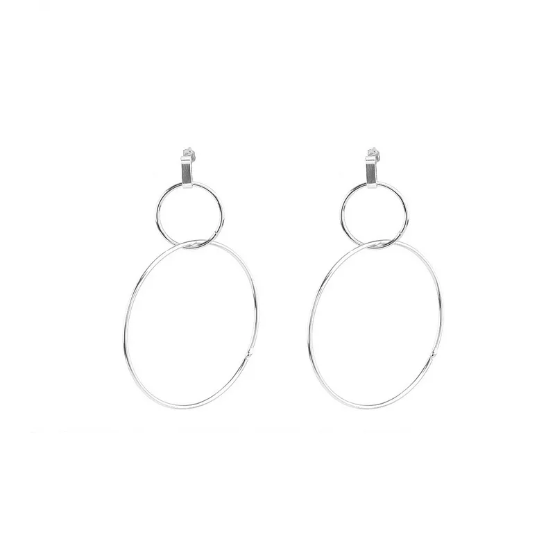 

New European Exaggerated Aros Big Hoop Earrings for Women Double Round Circle Pendant Long Earrings Brincos Jewelry XR431