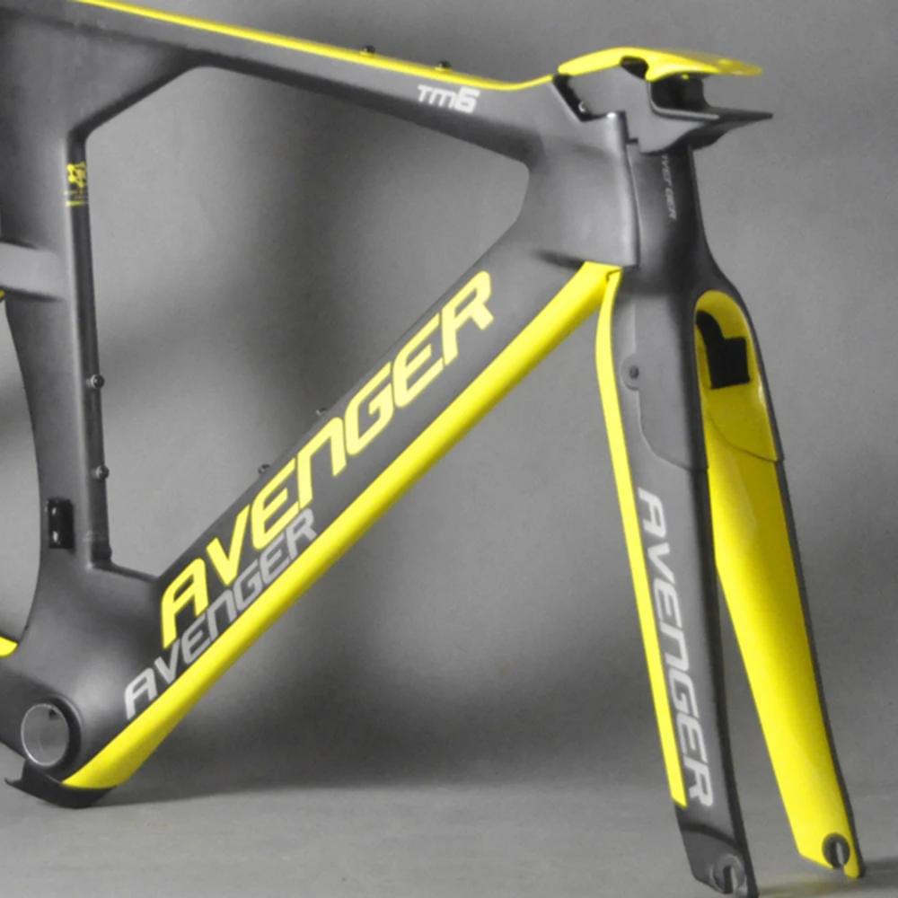 700C рама ТТ Триатлон велосипедная часть карбоновая желтая TM6 с подседельный