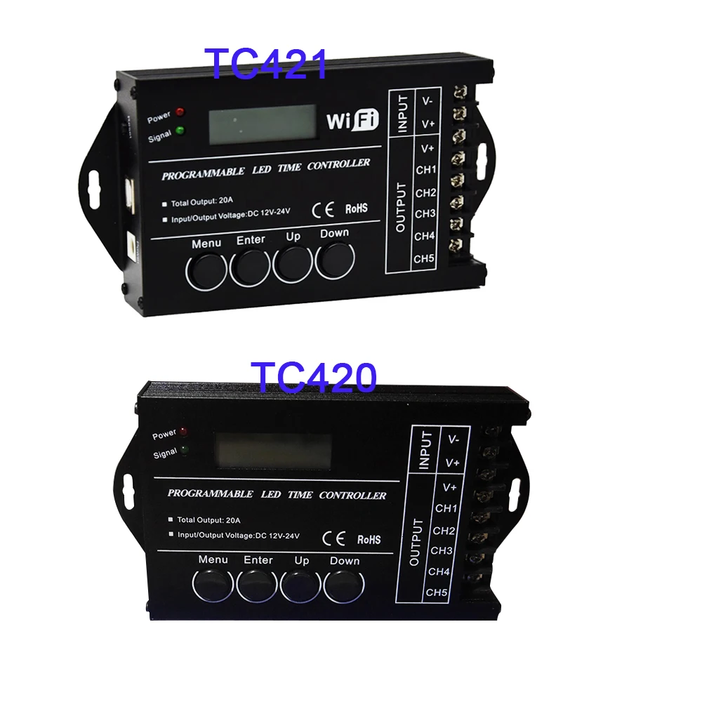 TC420/TC421 RGB светодиодный контроллер Время программируемый DC12V/24 В 5 каналов общий выход 20A общий анод программируемый