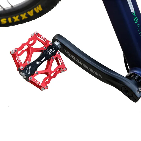 WEST BIKING педали для велосипеда из алюминиевого сплава, педали для горного велосипеда, профессиональные велосипедные педали, велосипедные педали - Цвет: red