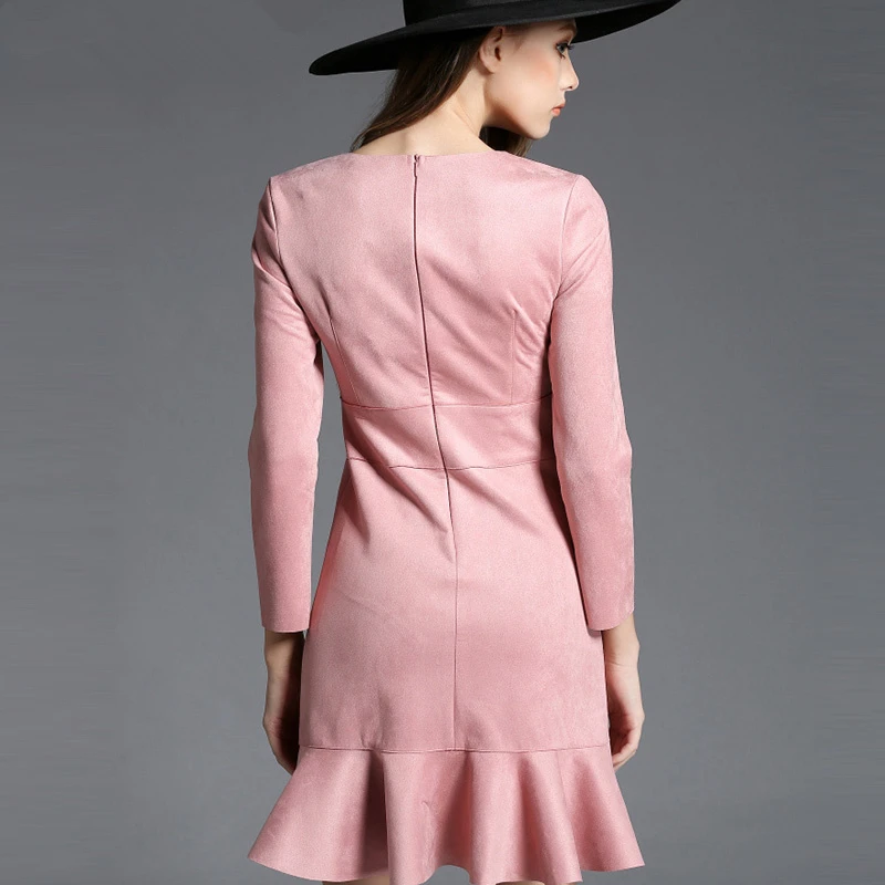 Женское высококачественное мини платье из искусственной замши на заказ Осень