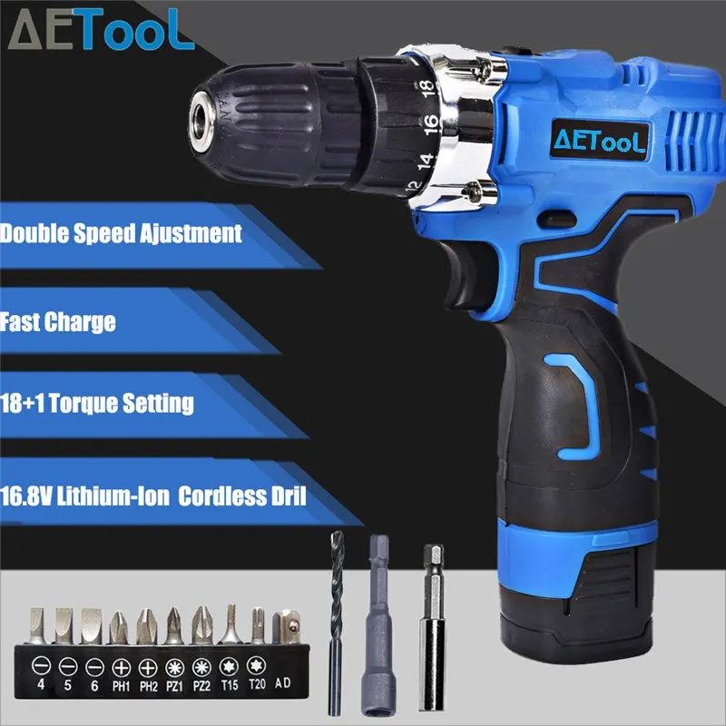 AETOOL 16 8 V Макс электрическая Беспроводная электродрель-отвёртка мини