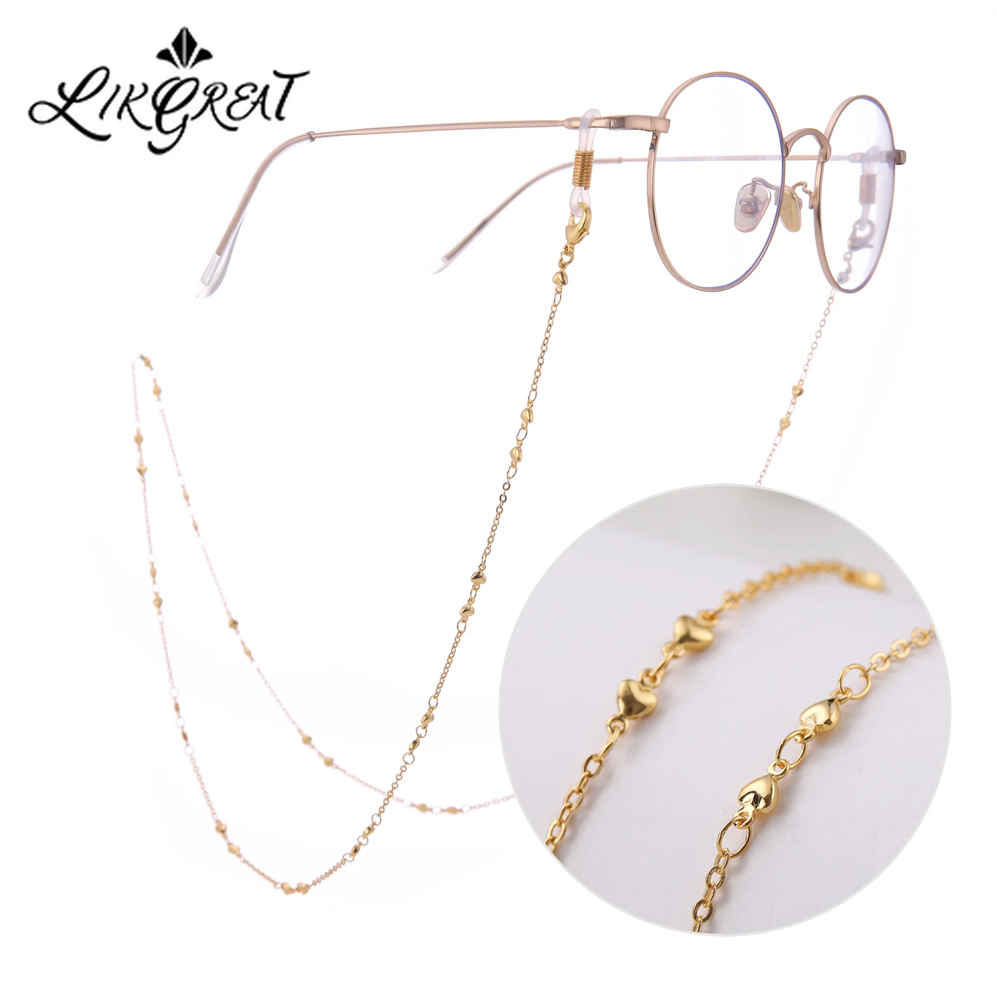 LIKGREAT 78 см модная цепочка для очков в форме сердца металлический ремешок