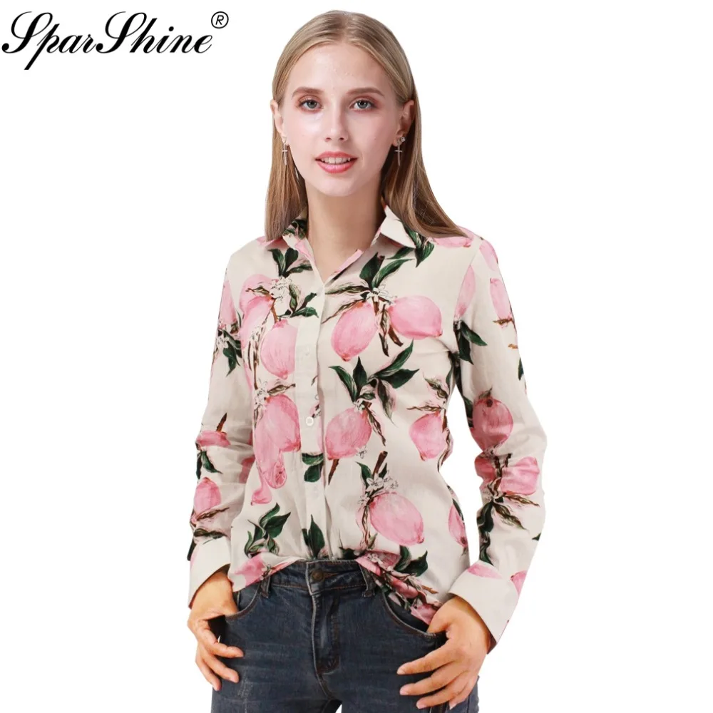 SPARSHINE 2020 для женщин с длинным рукавом Блузка летние цветочные рубашки в винтажном