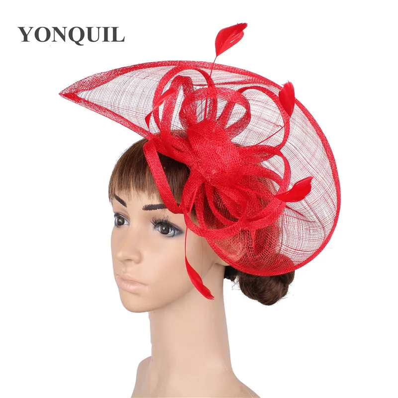 Шампань millinery sinamay вуалетки с перьями свадебные головные уборы Коктейльные Вечерние головные уборы Новое поступление Высокое качество 20 цветов - Цвет: Красный