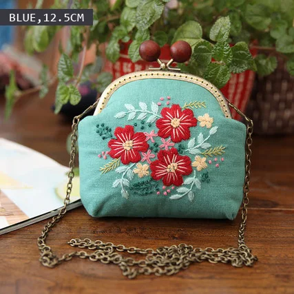 blue 12.5cm Легкая вышивка DIY цветы сумки кошелек сумочка, Набор для вышивки крестом для начинающих Рукоделие Шитье ремесло подарки другу - Цвет: blue 12.5cm