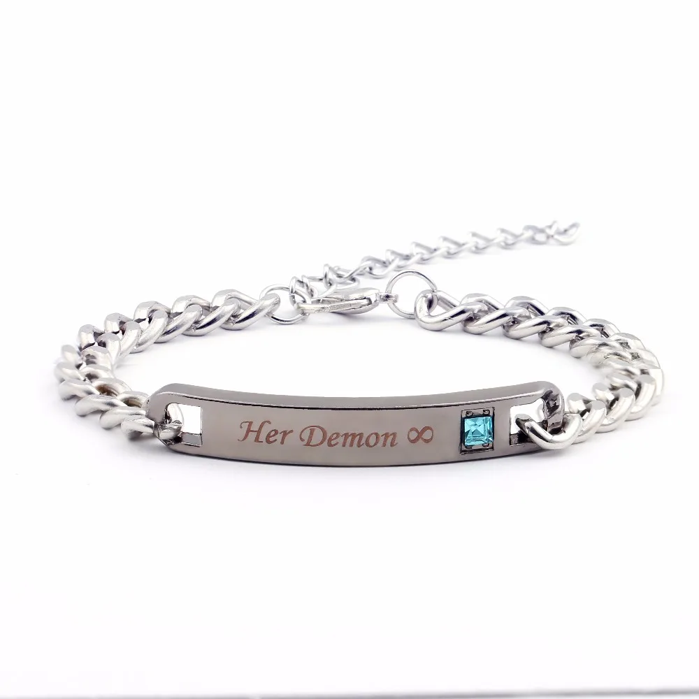 Браслеты с надписью His Angel & Her Demon Бесконечная любовь|bracelet men|his hers braceletbracelet his her |