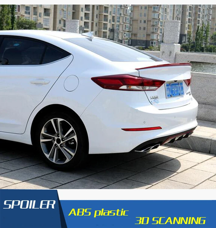 Спойлер для hyundai Elantra, АБС-пластик, заднее крыло, грунтовка, цветной задний спойлер для hyundai Elantra, спойлер