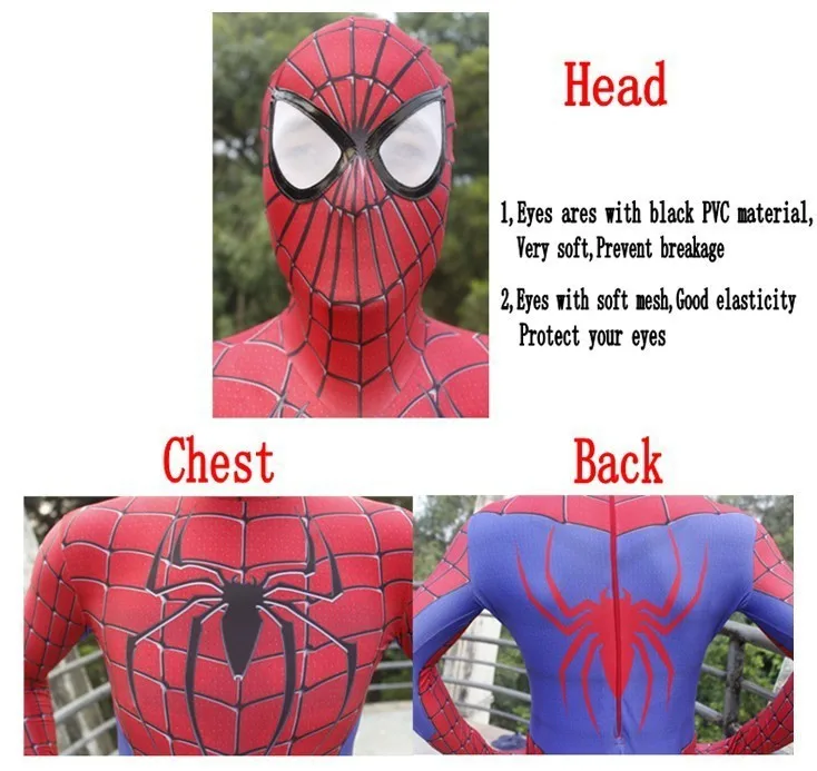 2018 Человек-паук костюм дети Человека-паука Детские лайкра Человек-Паук Одежда