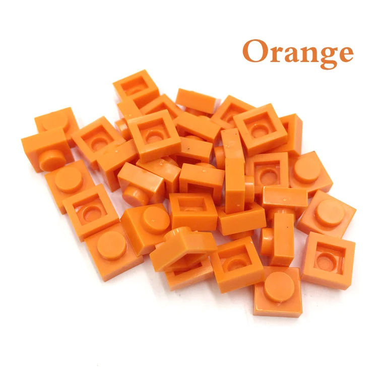 Orange Умная пластина 1x1, строительный блок, часть, сделай сам, логотип, qr-код, игрушка для детей, 48 различных цветов, совместима с основным брендом, 3024, 588 шт./лот - Цвет: Orange