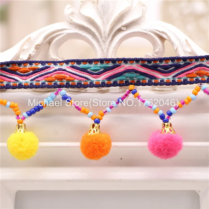 10 ярдов 4 см бусины-Помпоны ручной работы из полиэстера | Дом и сад