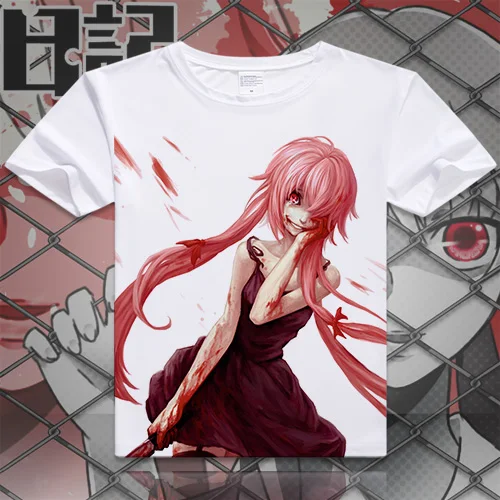 Модная футболка в стиле аниме дневник будущего Mirai Nikki Gasai Yuno карнавальный костюм