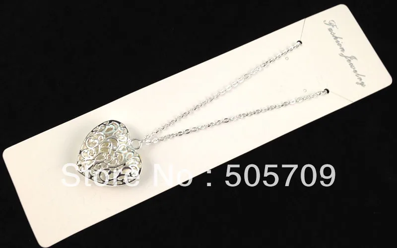 

6Pcs 30mm Silver Color plated heart charm necklace #22592