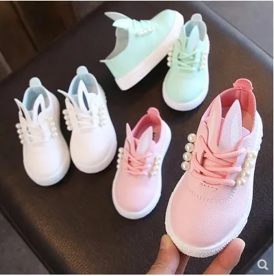 Новинка 2019 детская повседневная обувь с искусственным жемчугом и заячьими