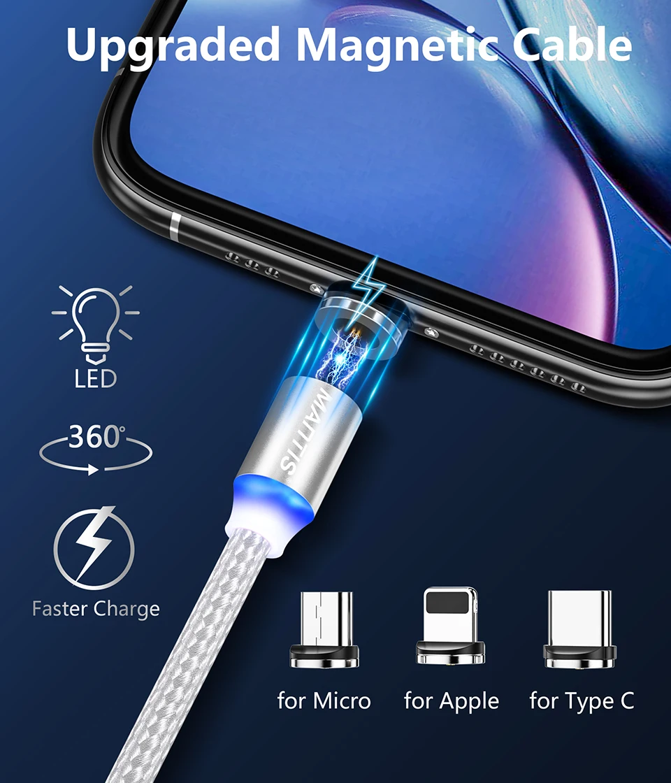 Магнитный Micro USB кабель MANTIS для iPhone samsung type-c зарядная зарядка магнит Зарядное устройство USB type C кабели для мобильных телефонов