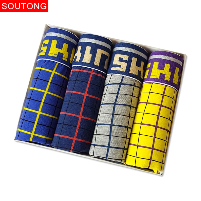 Soutong Мужское нижнее белье 4 шт./партия хлопковое мужское боксеры мужские Cueca трусы