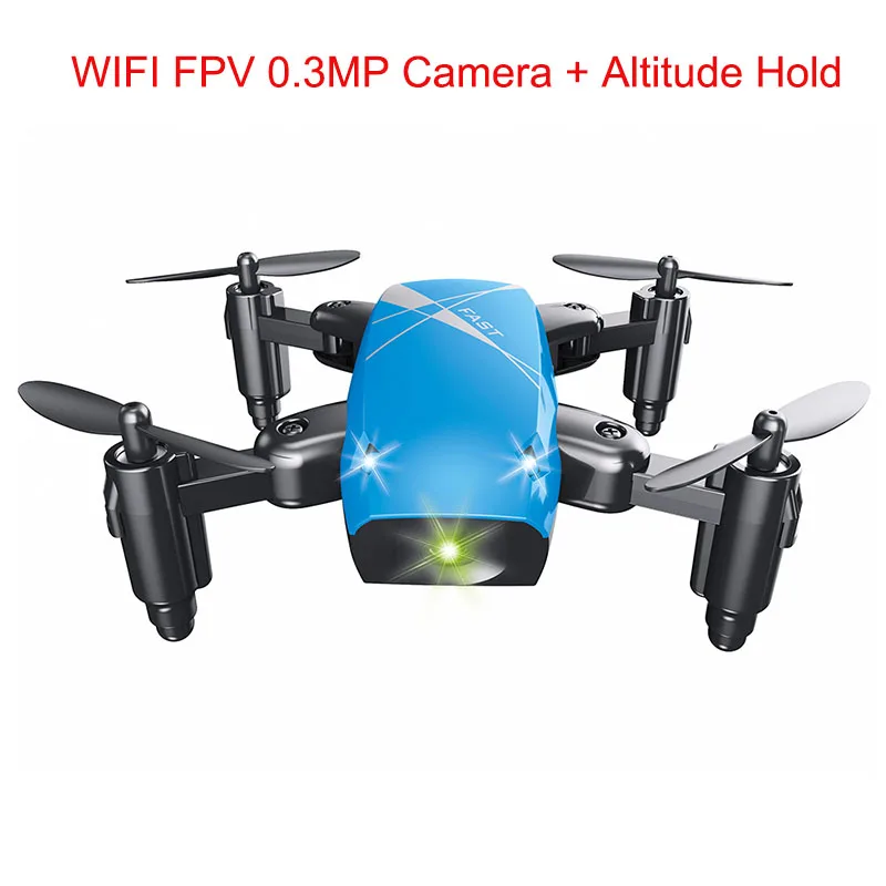 Micro Складная RC Drone Quadcopter 3D опрокидывание Летающий Радиоуправляемые игрушки вертолета Wi-Fi приложение Управление Drone Дрон подарки для детей - Цвет: blue
