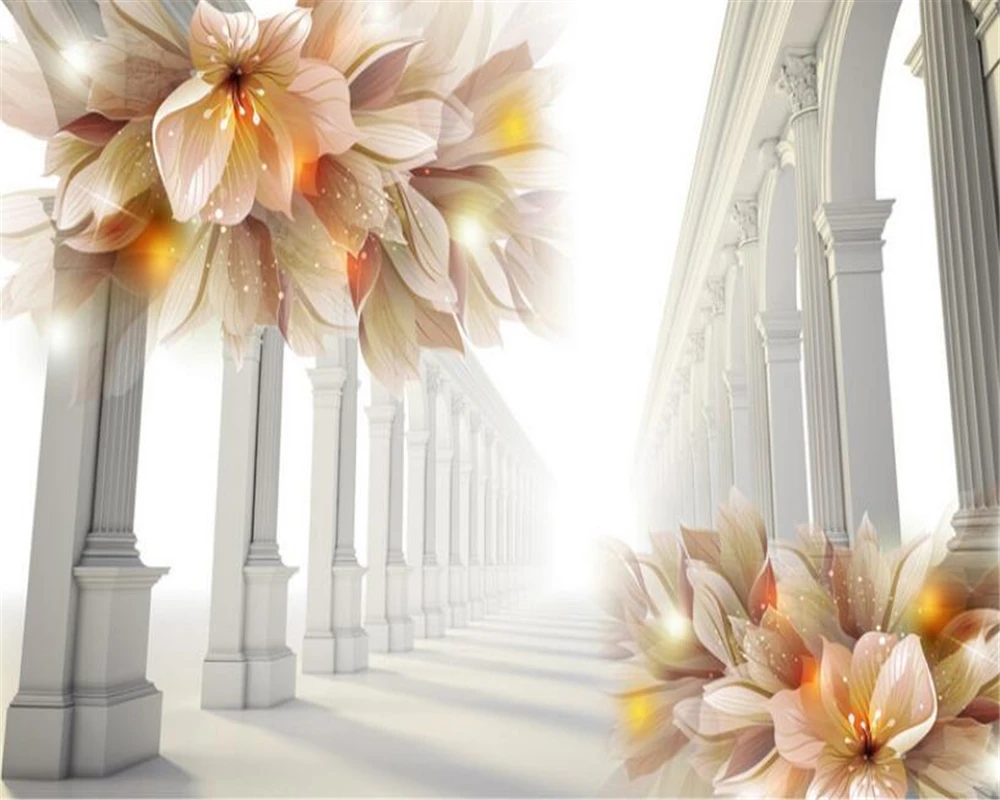 3d обои для гостиной спальни фрески 3D красивые цветы диван ТВ фон фотообои papel de