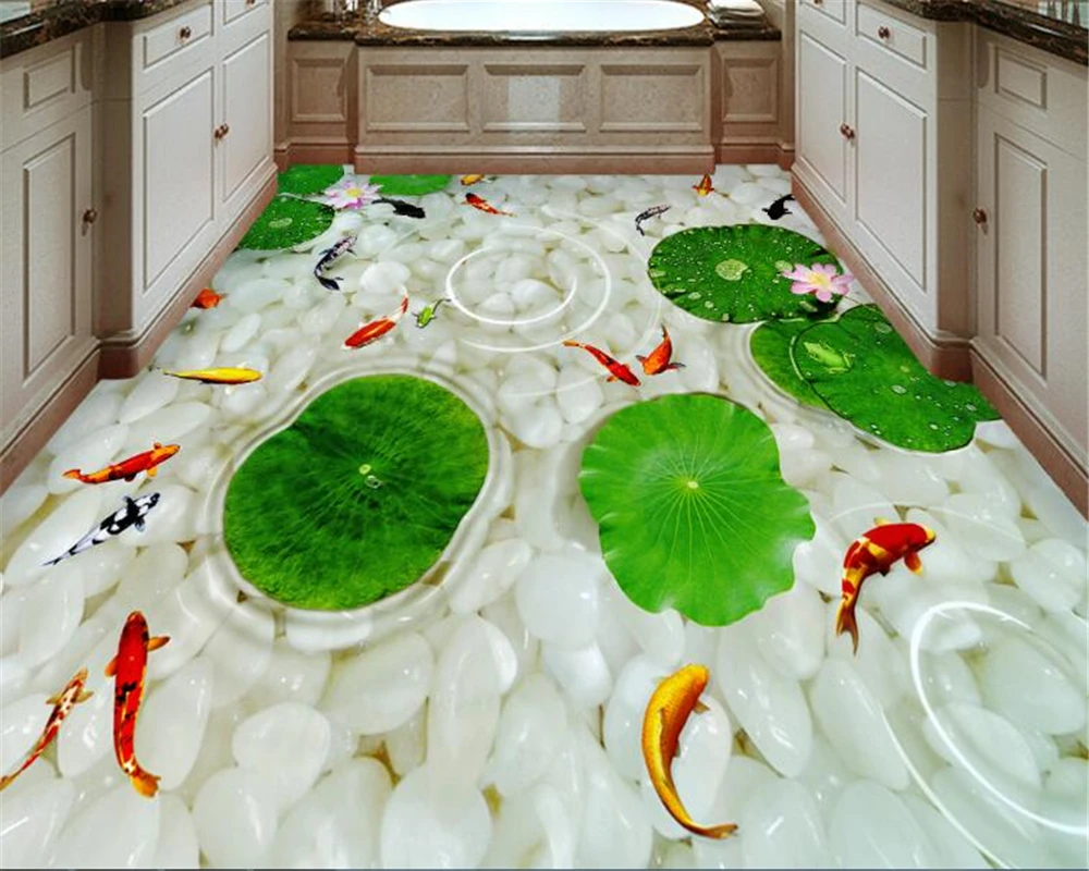 3D-картина beibehang для пола на заказ гостиной торгового центра реки воды камешков