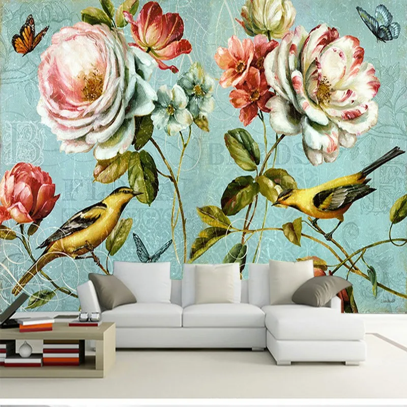 Фотообои на заказ 3D в стиле ретро с цветами Настенные обои для гостиной фона
