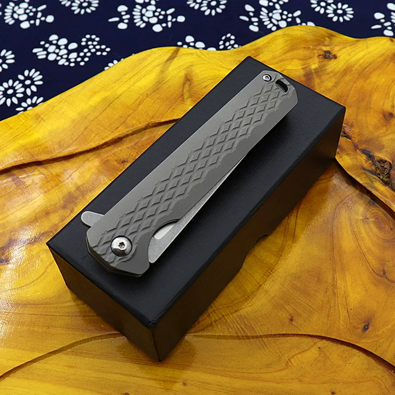 HUOWEN EDC Складной нож из титанового сплава тактический С флиппером карманный D2