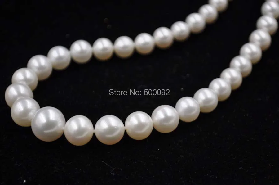 ?? 送料無料見事な 7-12 ミリメートルラウンドホワイト養殖真珠のネックレス 14 キログラム