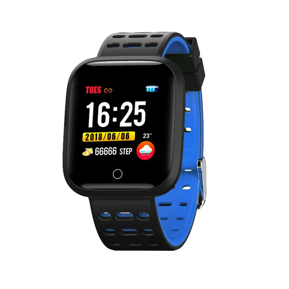 Синий Bluetooth RH95 Смарт-часы P68 180mA Шагомер фитнес-браслет трекер пульсометр кровяное давление Для ios8.0 Android4.4 - Цвет: Синий
