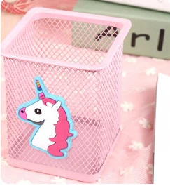 blue Unicorn Pink Unicorn Cactus Flamingo Square Desktop Pen Holder Office School Metal Makeup Brush Storage Case Desk Pen Pencil Organizer - Цвет: blue Unicorn