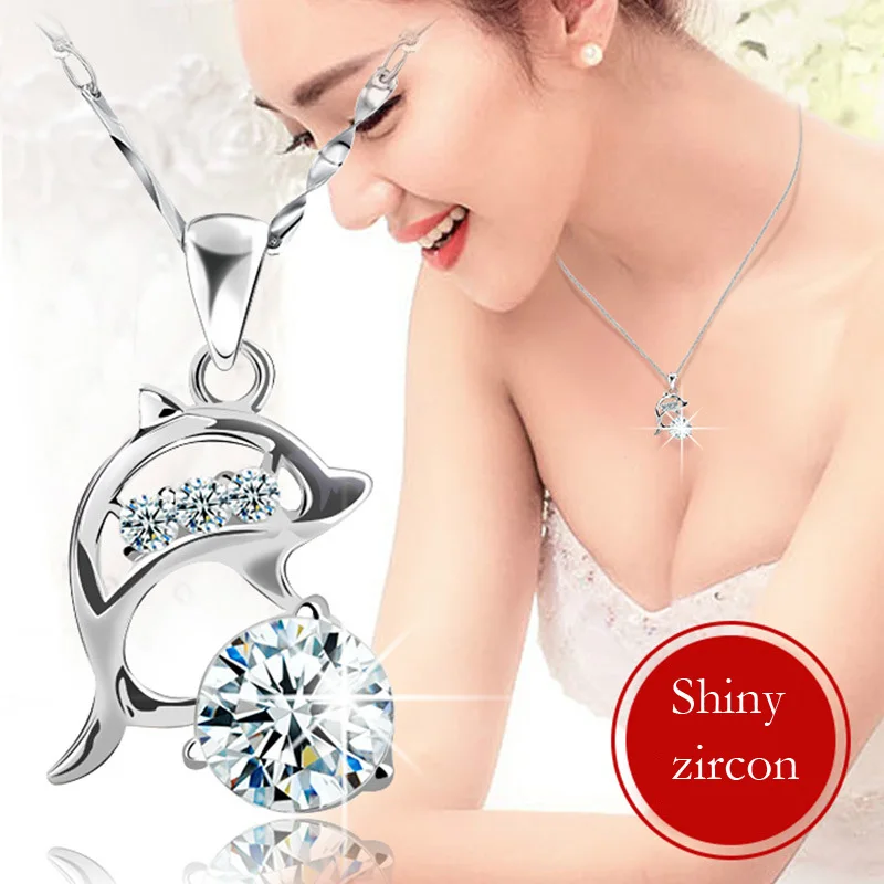 Мода серебряный цвет Дельфин Подвески секс Женщины Кристалл Милые Животные