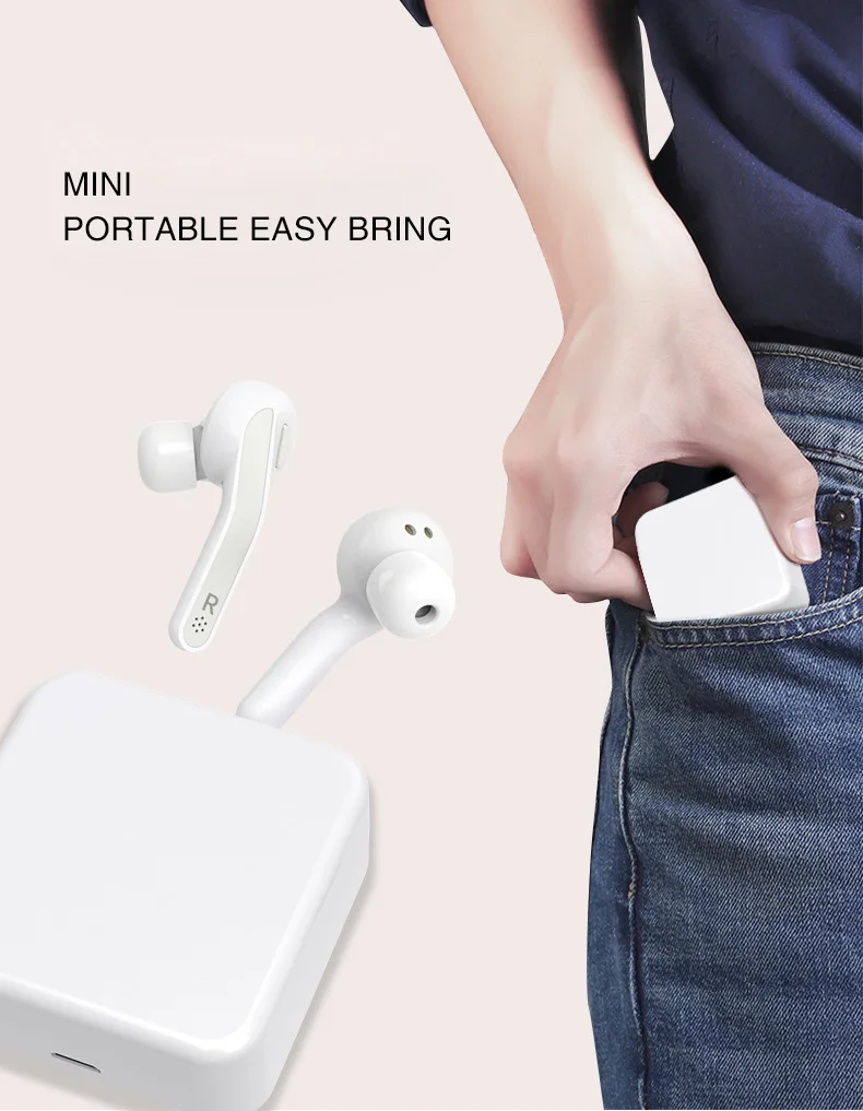 T88 Bluetooth гарнитуры 5,0 Беспроводной гарнитура наушники-вкладыши TWS с Наушники Hi-Fi стереонаушники Шум микрофон с функцией шумоподавления для iPhone и Android телефон