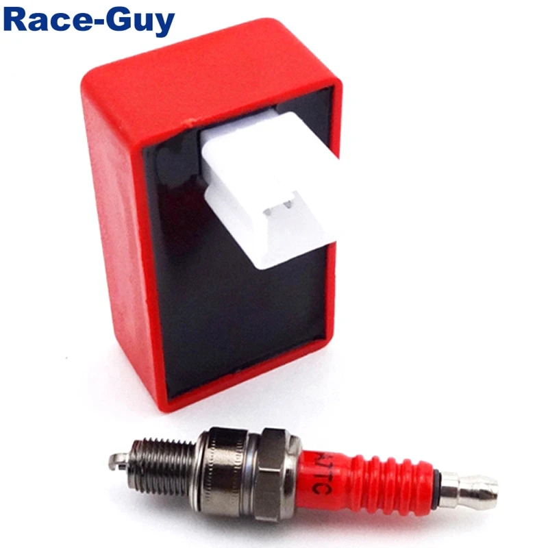 Свеча зажигания A7TC + 5 контактов AC CDI Box для китайских 50cc 70cc 90cc 110cc ATV Quad 4 Wheeler Pit Dirt Trail