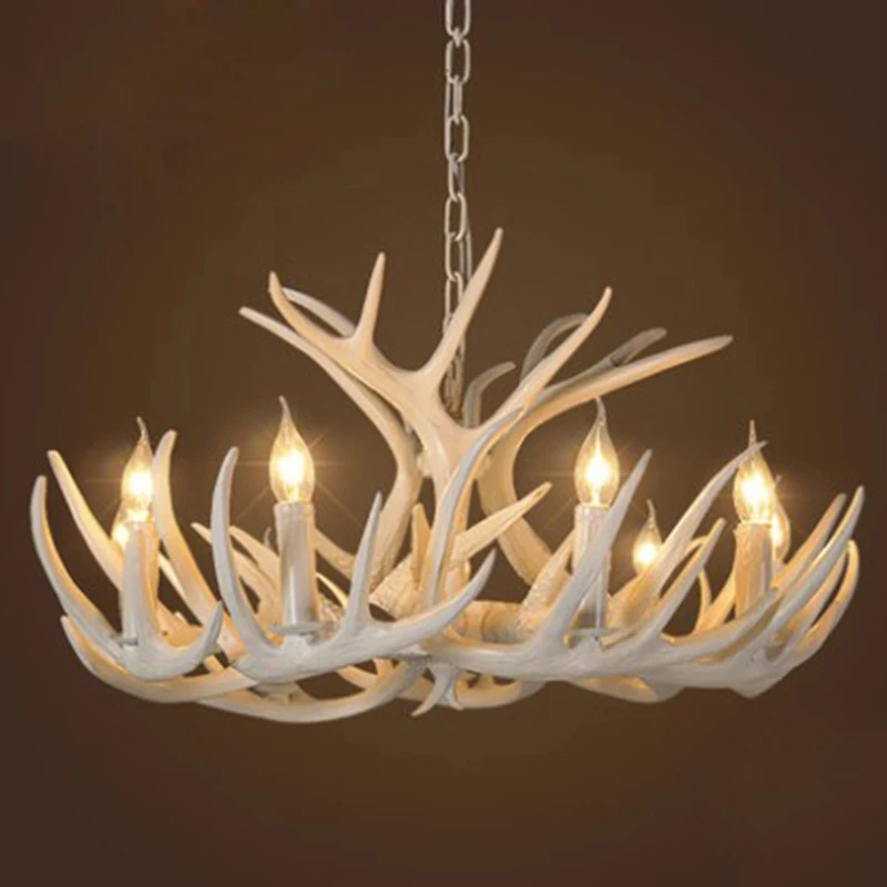 Подвесная лампа в европейском стиле с оленем винтажная виде белого оленя из